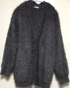 GU ジーユー フェザーヤーンオーバーサイズカーディガン グレー L