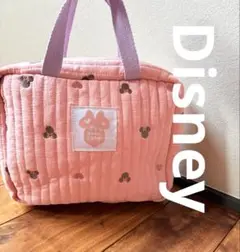 Disney ミニー　刺繍ポーチ　旅行　オムツポーチ　キルティング　イブル