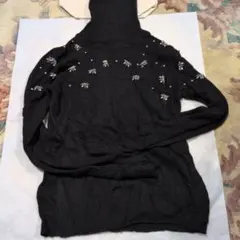 ZARA　タートルネック 長袖ニット ビジュー装飾 ブラック