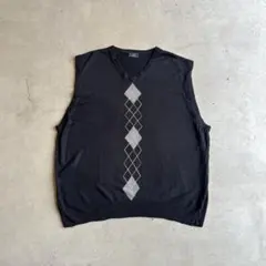 ドッカーズ ニットベスト Vネック アクリル 無地ブルー US古着z18① 中古古着 DOCKERS コットン ニット セーター