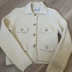zaraアイボリー ニットカーディガン