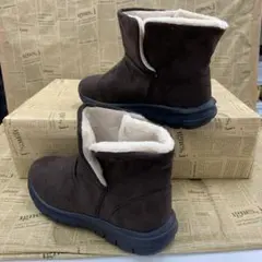 新品★レディース★24.5cm★撥水 裏ボアショートブーツ 焦茶色 6508