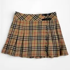 バーバリー ブルーレーベル ノバチェック プリーツ 巻きスカート 安室奈美恵