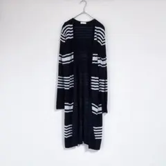 index◆ボーダーロングカーディガン◆ネイビー◆M