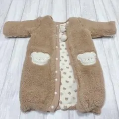 ☆ベビー (50-70cm) フリース カバーオール ロンパース クマ ベージュ