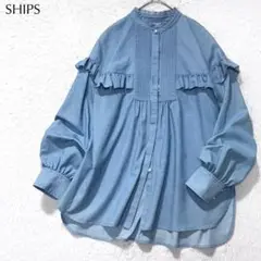 【新品】シップス 2024ss パールボタン ピンタック フリル 比翼 ブラウス