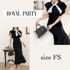 ROYAL PARTY ドットスカーフ付ラッフルマーメイドワンピース