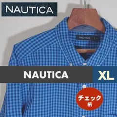 〈ノーティカ〉青・紺のチェック柄シャツ：USメンズXL