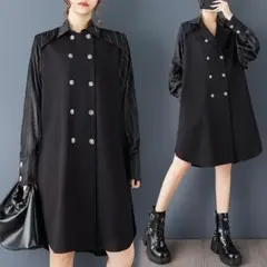 大きいサイズ 新品秋冬 トレンチコート 黒 ゆったり ロングジャケット 4L ♩