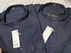未使用　2着　UNIQLO 長袖シャツ L ネイビー メンズ コットン100%