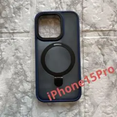 Anqrp iPhone 15 Pro リング付き 縦横両対応 半透明 ブルー