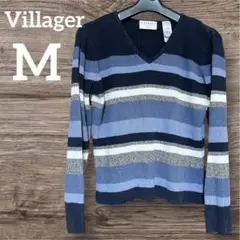 Villager Mサイズ 長袖セーター ネイビー系　セーター