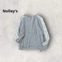 ノーリーズ プルオーバーニット ケーブル編み 肩レース切替 アンゴラ混 トップス