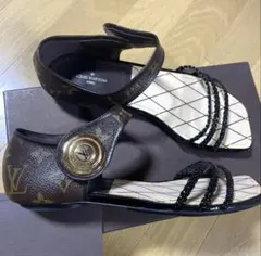 美品 ルイヴィトン サンダル パンプス モノグラム ミュール フラット アンクルのサムネイル