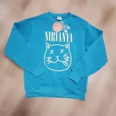 新品 NIRVANYA 猫プリント トレーナー 裏起毛 Mサイズ