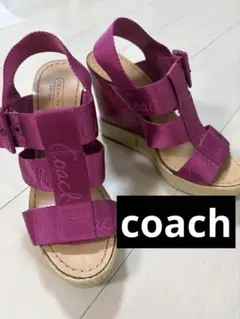 COACH コーチ ウェッジソールサンダル ピンク 23〜23.5cm夏リゾート