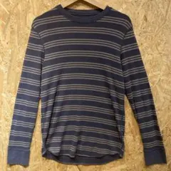 GAP 長袖 ワッフルカットソー ボーダー柄 ネイビー サイズSのサムネイル
