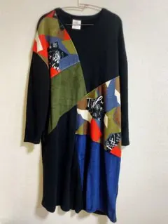 パッチワーク ひざ丈ワンピース