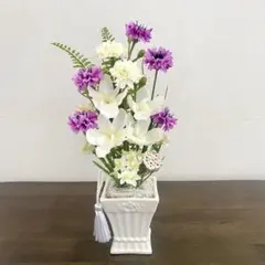 仏花⭐︎LEDライト付き糸玉アレンジ⭐︎お供え花⭐︎お盆⭐︎提灯