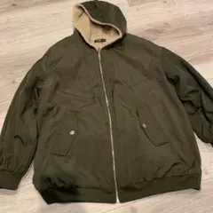 SHEIN レディース フード付きボアジャケット アーミーグリーン LL