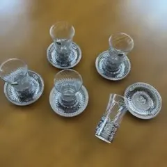 トルコ風 一口ビールグラス 5客セット シルバー装飾