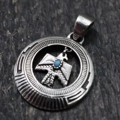 シルバー925 サンダーバード　ターコイズチャーム　インディアンジュエリー