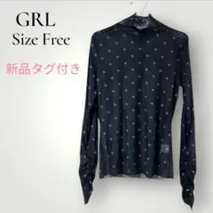 【タグ付】GRL グレイル ロゴ ハイネック ギャザースリーブ シアートップス