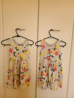 花柄ノースリーブワンピース 120cm グレー2枚　双子　H&M