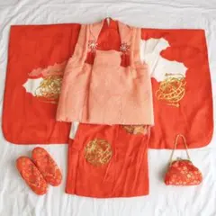 七五三 3歳 女の子 子ども 正絹 着物 被布 セット