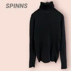 SPINNS 長袖タートルニット　リブ　黒　レディース\F