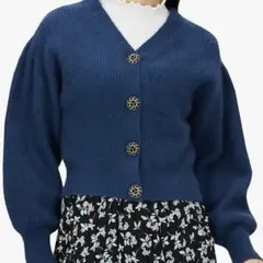 リリーブラウン　ラクーン混ニットカーディガン