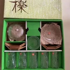 カメイガラス檪　小ボール　タンブラ　オシボリ入れ　ボンボン入れセット