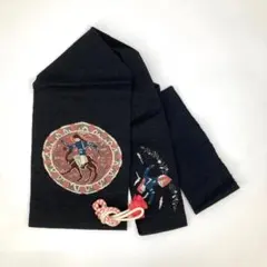 美品　ノーブランド　名古屋帯　ラクダと人の刺繍　ブラックのサムネイル