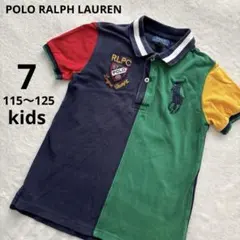 【POLO RALPH LAUREN】キッズ　ポロシャツ　ビッグロゴ　切替カラー