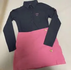 【美品✨】Callaway 春清楚可愛いコーデ　長袖ポロシャツ　巻きスカート風