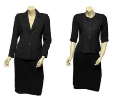 美品　９～13号　ブラックフォーマル　漆黒ブラック　3点セット　スカートスーツ