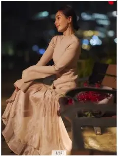 最終価格　anuans ドッキングニットワンピース　ホリデーワンピ