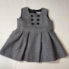 Penny MOUSE 日本製 チェック柄 黒 ノースリーブワンピース 80cm