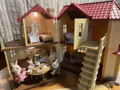 シルバニア　あかりの灯る大きな家、ショコラウサギ、家具セット　おまとめ
