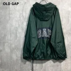OldGapアノラックパーカーXLグリーン90sバックプリントバイカラーネイビー