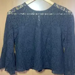 【美品】総レース黒トップス レディース NICE CLAUP レーストップス