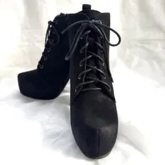 超美品❣️マフモフ❣️厚底ハイヒール❣️スエード❣️Mサイズ❣️ブラック❣️