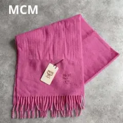 新品タグ✨MCM マフラー　ウール　100% ショッキング　ピンク　フリンジ
