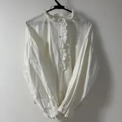 ハンドメイド作家　Ito-hari工房　フリル襟ブラウス ホワイトのサムネイル
