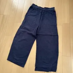 スタディオクリップ　ネイビー 麻パンツ M