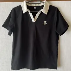 Vネック 黒 白 ポロシャツ