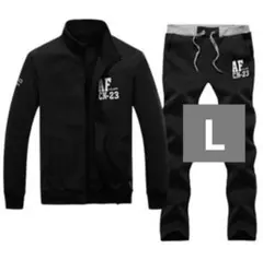 L メンズ ジャージ セットアップ 上下セット ブラック スポーツ 部屋着