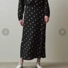 steven alan スティーブンアラン スワン柄 ロングスカート ブラック