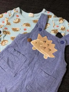kid's zoo ハリネズミ刺繍オーバーオール 70 セット