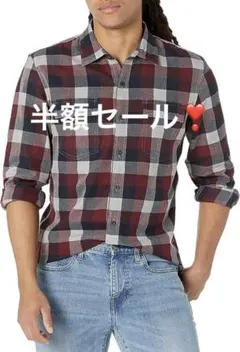 シャツ　チェックシャツ　秋　ヘリンボーンシャツ スリムフィット 長袖 メンズ